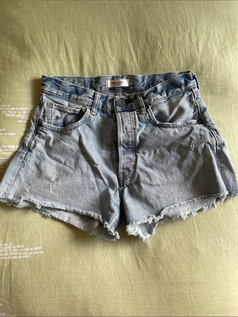 Moussy Mathews Light Blue Denim Cutoff Shorts